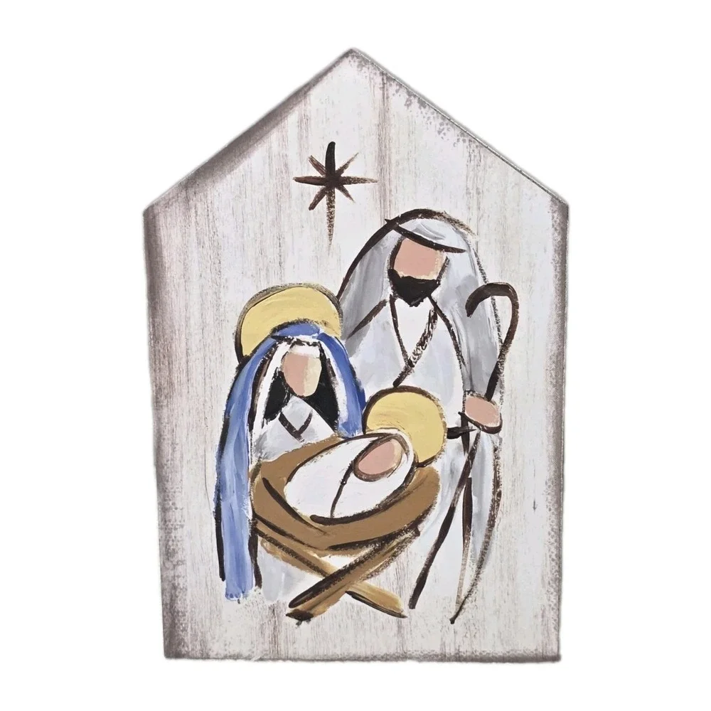 Nativity‎ Scene On Wood Tabletop Decoration Christmas